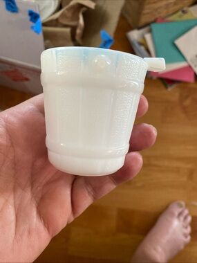 Source Unknown White Plastic Mini Bucket Serveware. Individual ash tray.1930